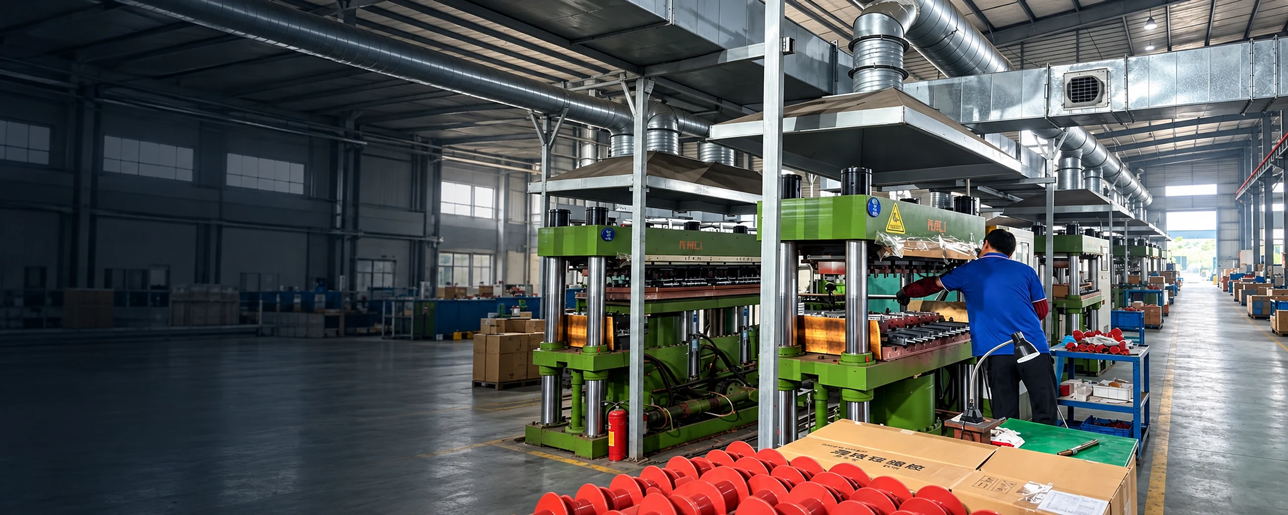 Surge arrester manufacturing workshop with vulcanizing equipment